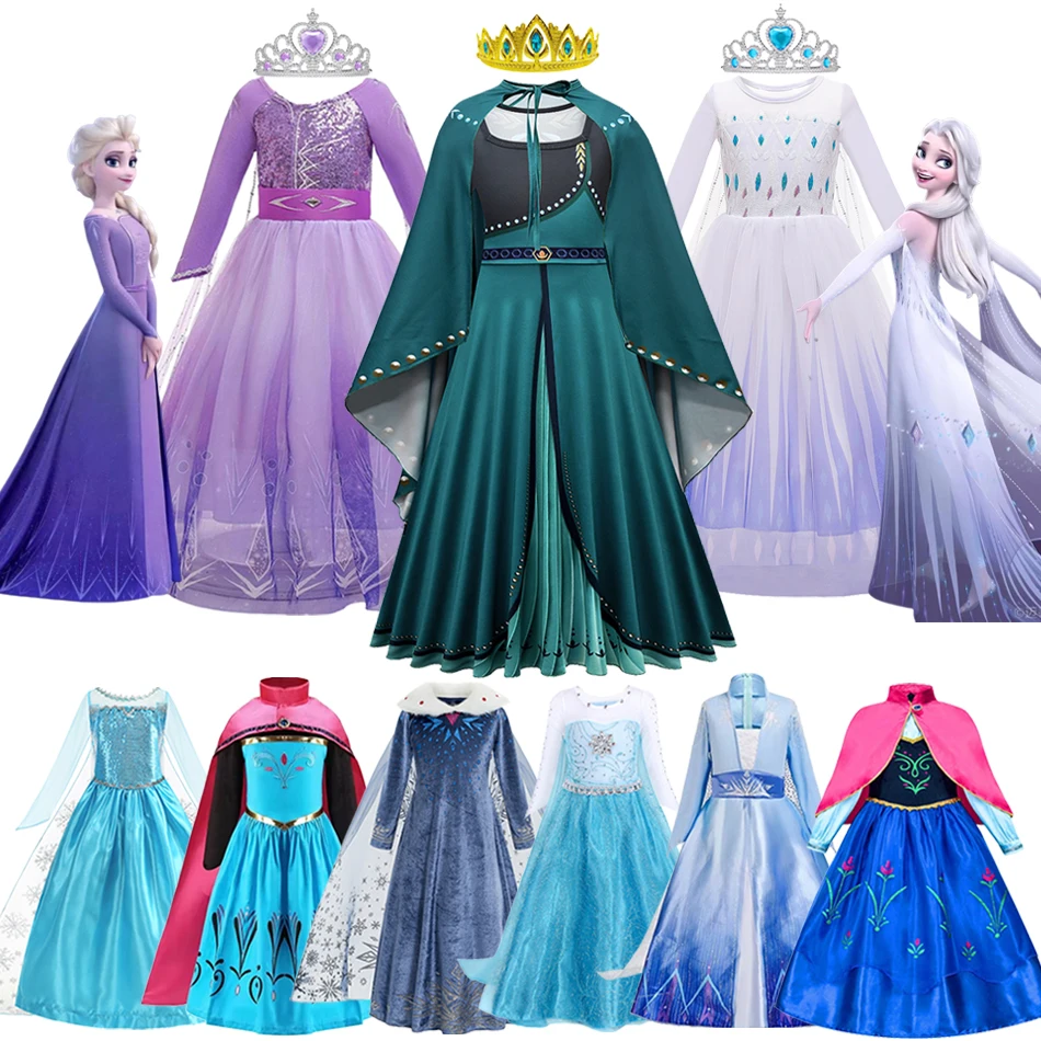 2025 فروزن آنا إلسا الأميرة الفتيات فستان هالوين تأثيري ديزني زي عيد ميلاد كرنفال ملكة الثلج فستان الحفلات الملابس #1