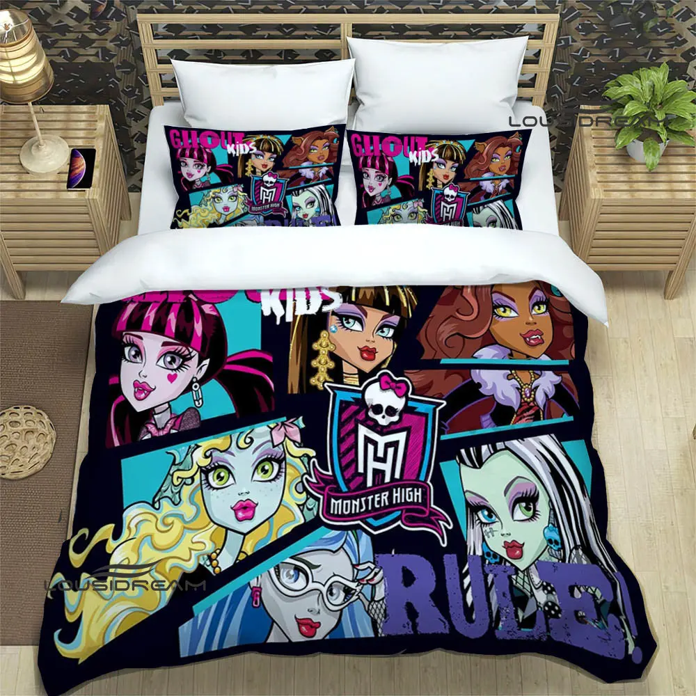 Monster High cartoon printed Bedding Sets exquisite supplies set duvet cover bed comforter set bedding set luxury birthday gift