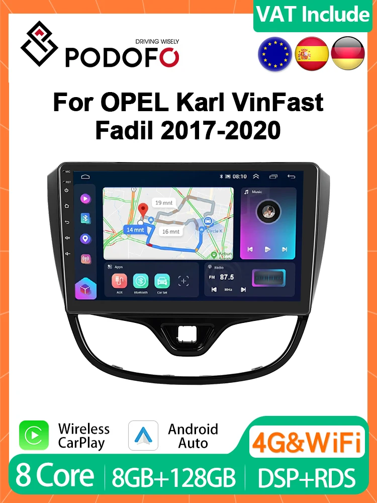 Podofo 4G CarPlay Android Radio QLED 13.1