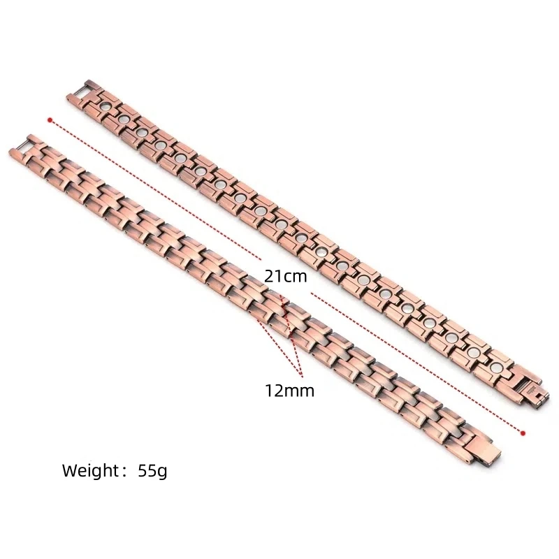 سوار صحي للرجال لسوار العلاج المغناطيسي النحاسي مع مغناطيس قوي للعناية بالضغط الدم والطاقة الحيوية