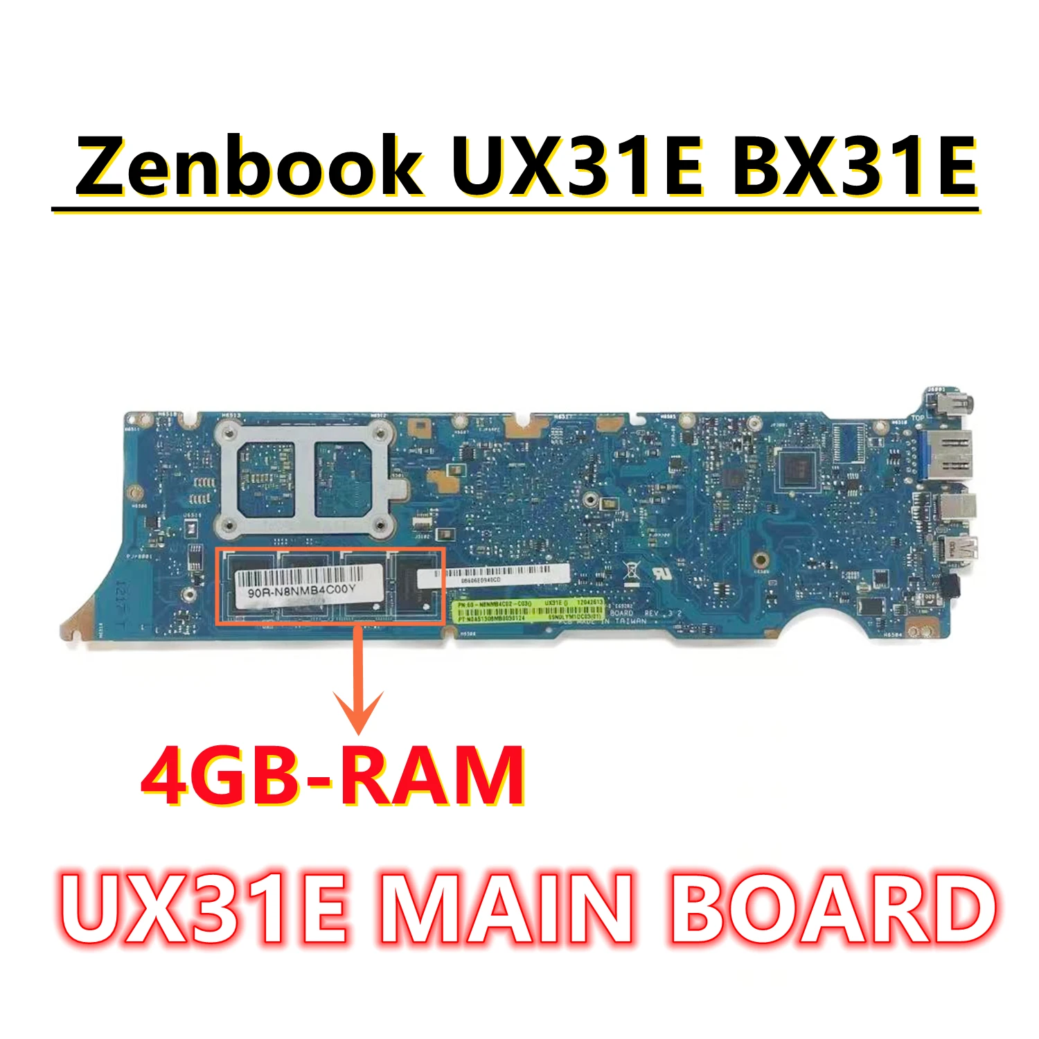 Материнская плата UX31E для ноутбука ASUS Zenbook UX31E BX31E, материнская плата со стандартным I7-2677M ЦП 4GB-RAM PN:60-N8NM4F00-B02