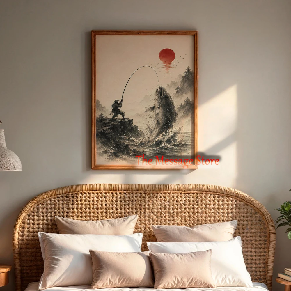 Seni Dinding Pemancing Samurai - Japanese Zen Lifestyle ulasan dan harga