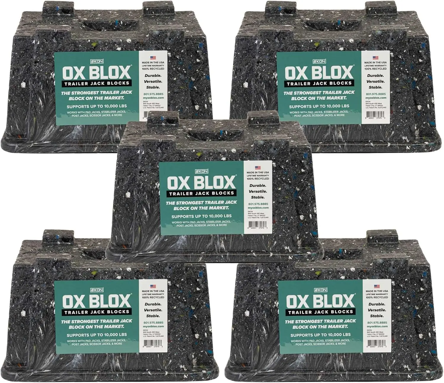 

5-Pack Heavy Duty RV Leveling Blocks - Supports 10,000 lbs, Fits Tongue Jacks and Stabilizers