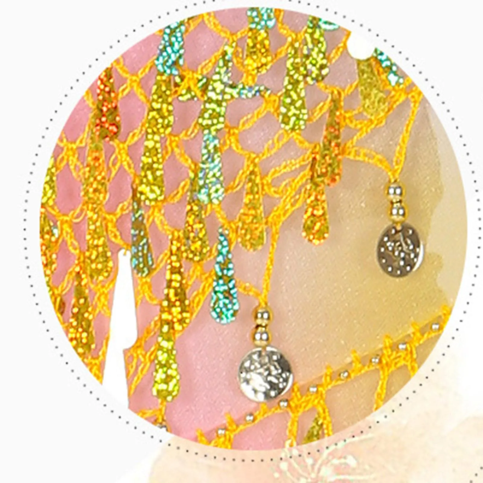 ผู้หญิงเซ็กซี่ Belly Dance สะโพกกระโปรงผ้าพันคอเข็มขัด Glitter Sequins พู่สะโพกผ้าพันคอกระโปรงเต้นรําอุปกรณ์เสริมเครื่องแต่งกาย