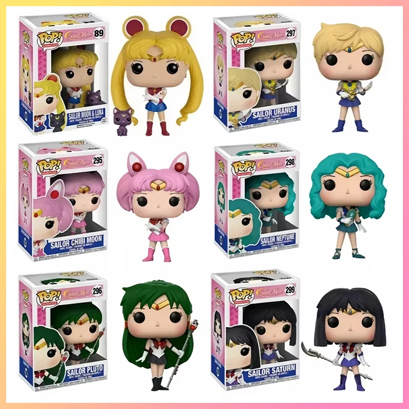 Kawaii Funko Pop Sailor Moon Model Figurine Anime Tsukino Usagi Chibiusa  Desktop Ornament Girl Birthday Gift Kids Toys Collect