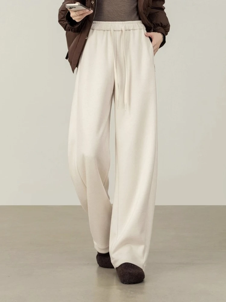 SENTUBILA Knitted Long Pants for Woman 2025 Autumn Winter Loose Pant Casual Drawstring Elastic Waist Female Trousers 154KA2440