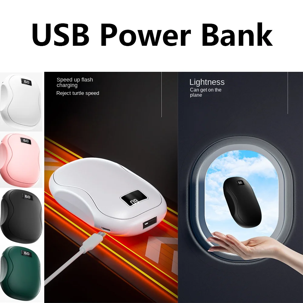 Rechargeable Electronic Hand Warmer New Double-sided Quick Heating Mini Pocket Warmers 5000mAh Digital Mobile Power Bank