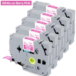 5PK Berry Pink Laminated tze Label Tapes TZe-MQP35 White tze231 Replacement for Brother PT-H100, PT-D210, PTD400AD, PTD600