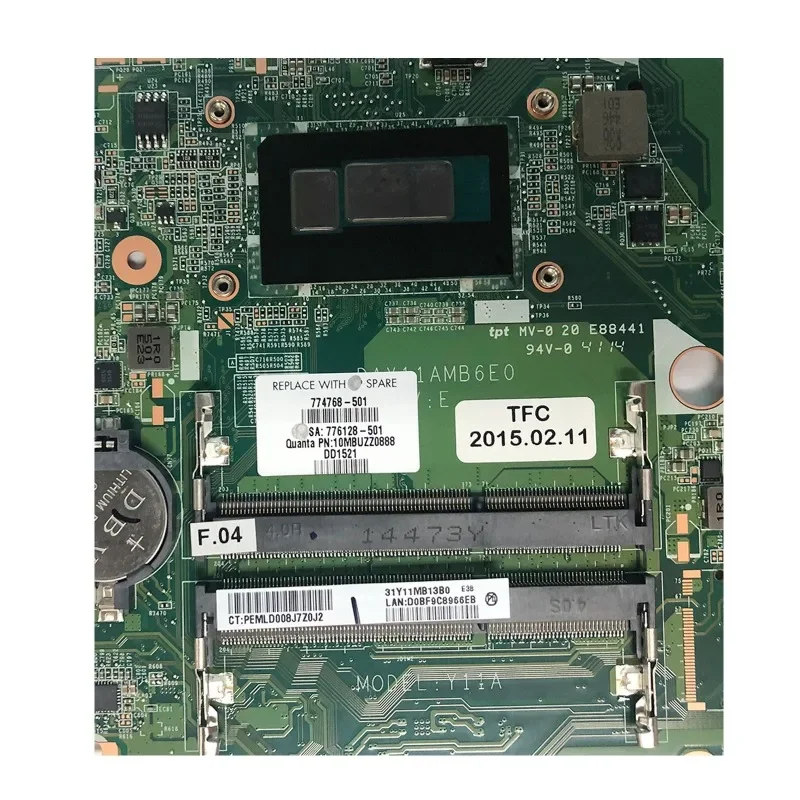 For HP Pavilion 15-P Laptop Motherboard DAY11AMB6E0 Notebook Mainboard CPU I3-5005U I5-5200U I7-5500U UMA 100% Tested Ok