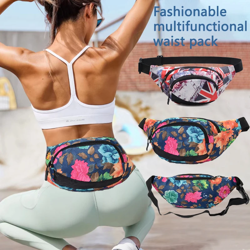 New Sports Multi-layer Outdoor Nylon Waist Bag Crossbody Bag for Men and Women