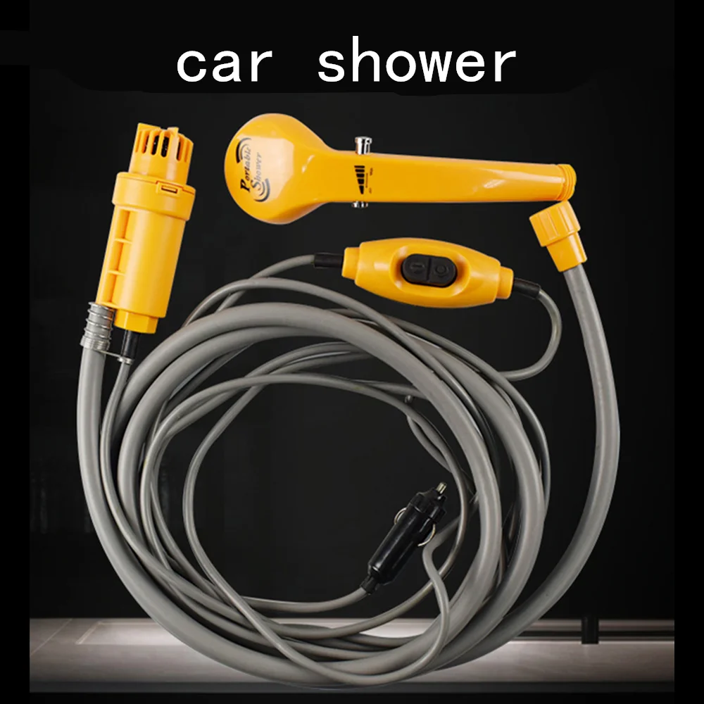 Portable Car Shower Washing Tool 12V Car Wash Pumps Water From Bucket Into Steady Gentle Shower Stream For Camping Traveling