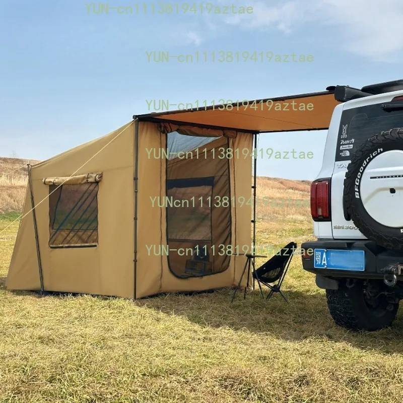 Car Side Awning Tent, Outdoor Vehicle‑Side Expansion Shelter Canopy, Rainproof Sun‑Shade Roof Tent for Self‑Driving Camping