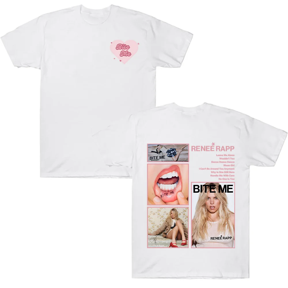 Reneé Rapp Bite Me Tee Short Sleeve T-shirt Reneé Rapp Music Merch Fan Gift Harajuku Unisex O-neck Tops Women Men Cotton T Shirt
