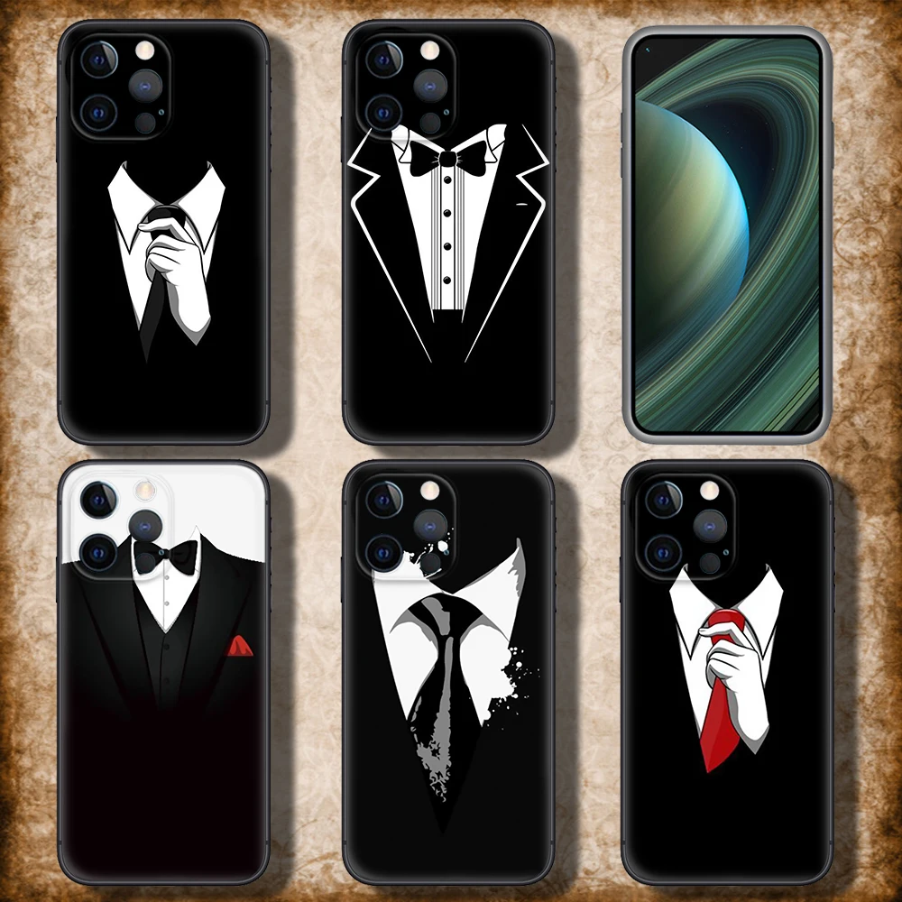 138U Suit pattern Soft Case for Redmi Note 11 11S 10 10T 10 Pro Max 10S 9T 9 9S 8 8T 7 Xiaomi Mi 11 11I 12 12X