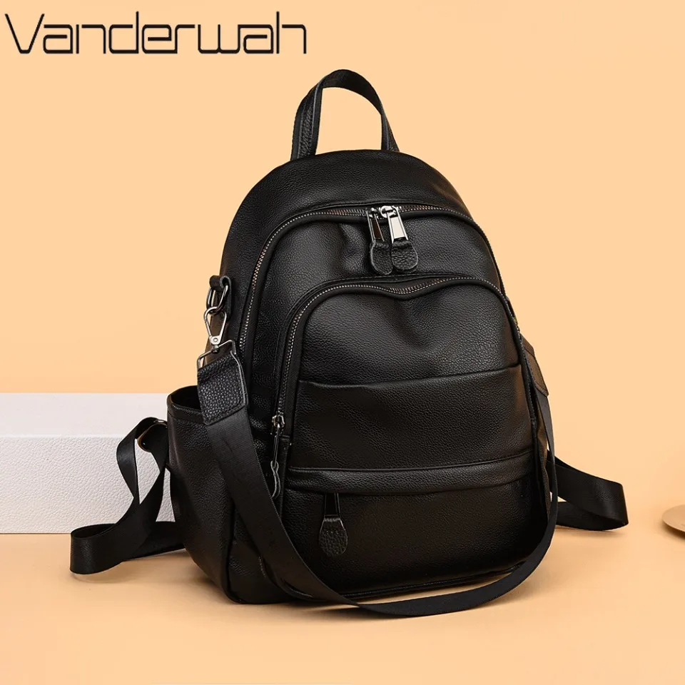

High Quality Ladies Casual Back Pack Designer Soft PU Leather Women Shoulder Bag School Bags Large Capacity Backpacks Daily Use