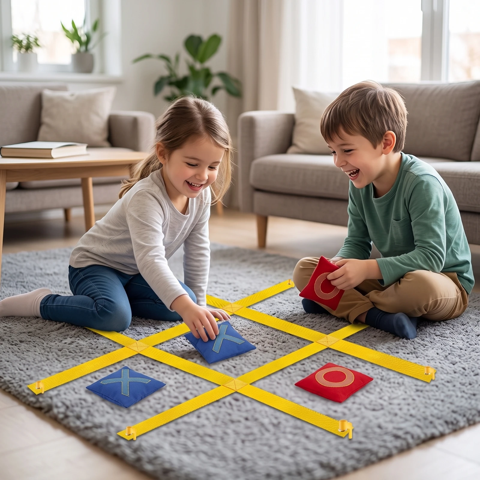 Giant X and O-Toe Game Outdoor Giant X and O-Toe Toss Game with Grid Lightweight Travel-Friendly for Family, Backyard