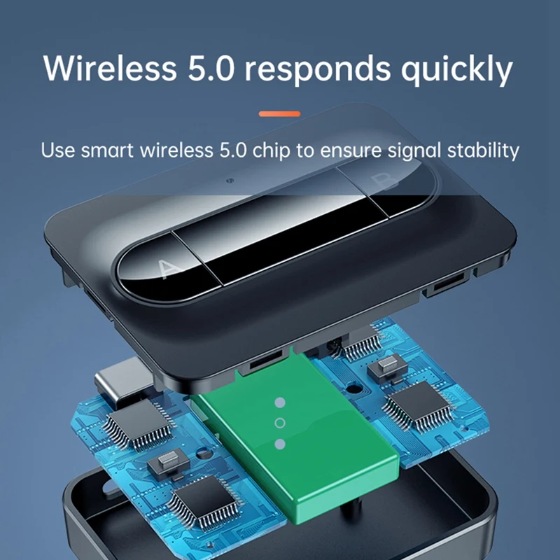 Transmissor de áudio sem fio, Bluetooth 5.0, 3.5mm AUX, baixa latência, estéreo, adaptador, conectar 2 fones de ouvido, TV, PC, caixa
