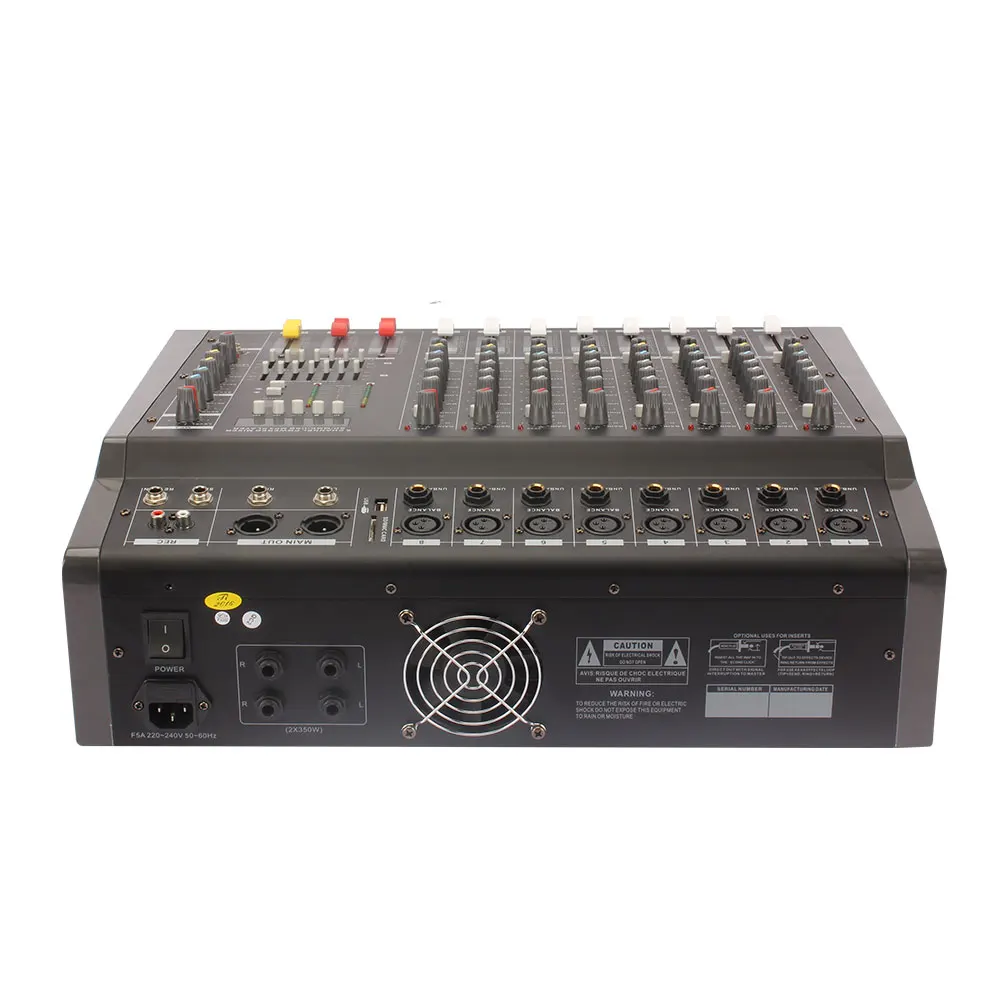 BMG professional high quality 8 channel powered sound mixer dj mixer console amplifier