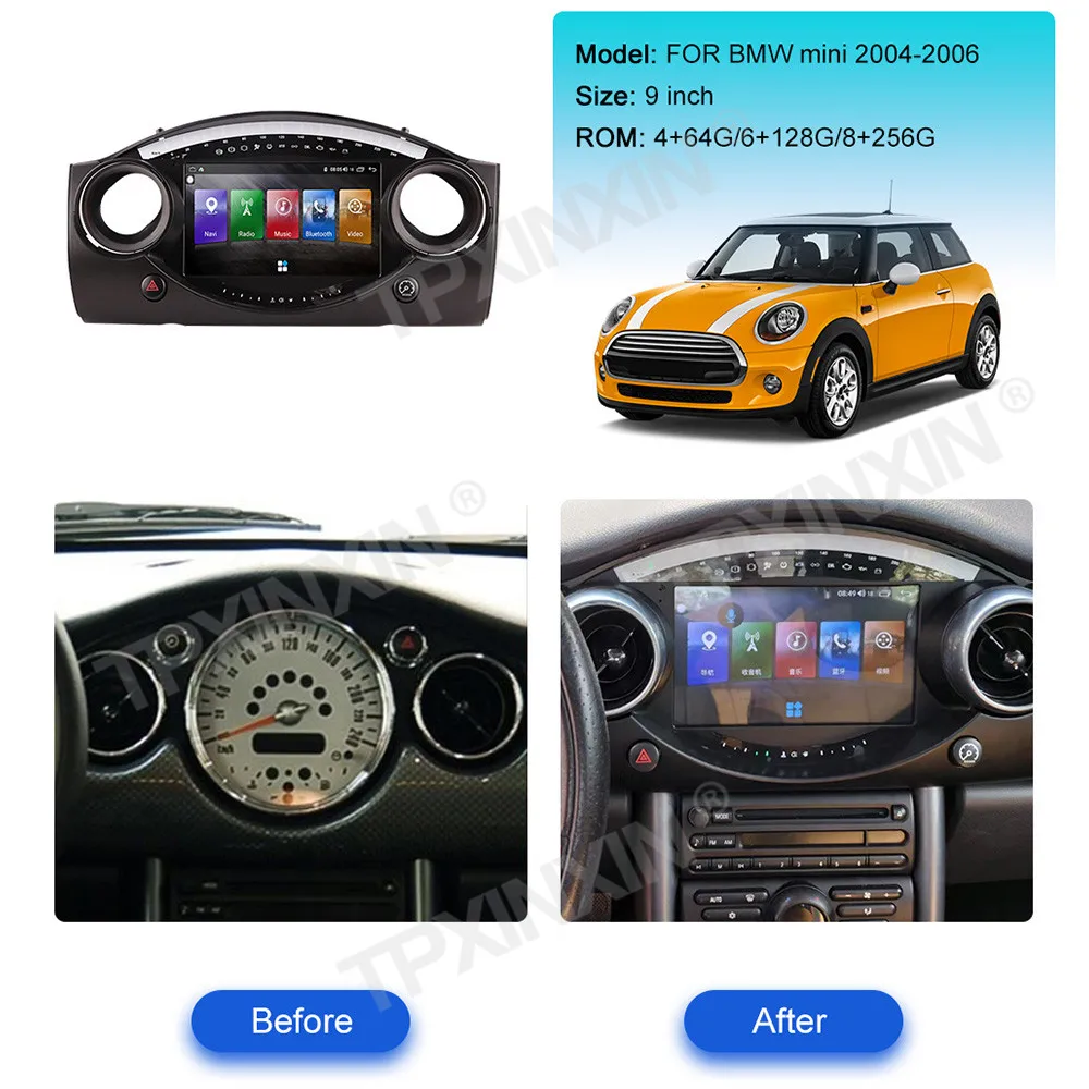 Carplay Automotive Multimedia Radio Coche For BMW MINI 2004 2005 2006 GPS Navi Automotive Multimedia Stereo Receiver Head Unit