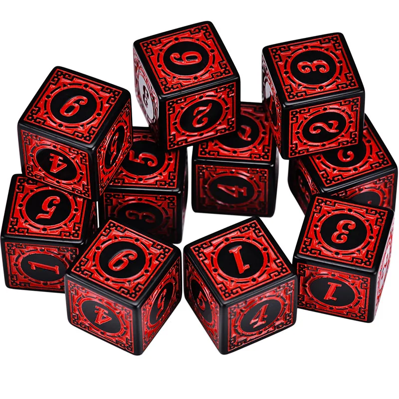 50 Stück/Set Acryl-Würfelset D6 mit Gravurmuster Polyeder-Würfel 6-seitige Spielwürfel für RPG Dungeons and Dragons Brettspiel – Detail 8