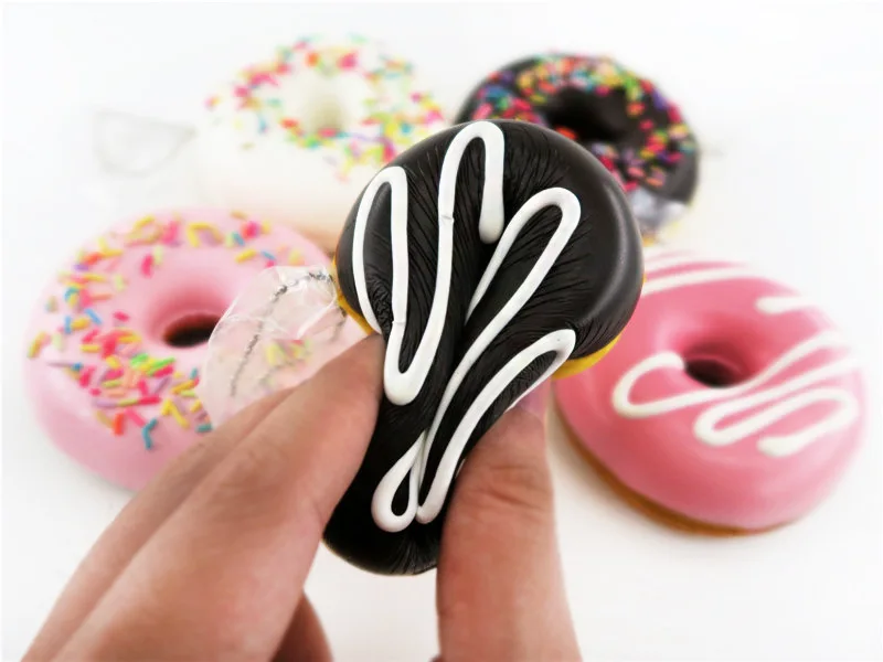 Original Gashapon Anime Figure Cute Kawaii Squeeze Soft Stress Relief Colorful Doughnut Food Keychain Toys For Kids Gift