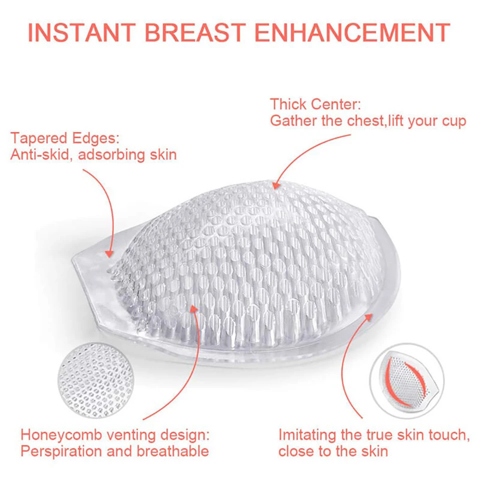 Clear Women Invisible Gel Honeycomb Bra Inserts Pad Breast Chest Molding Enhancer Swimwear Push Up Booster Pads For Bikini