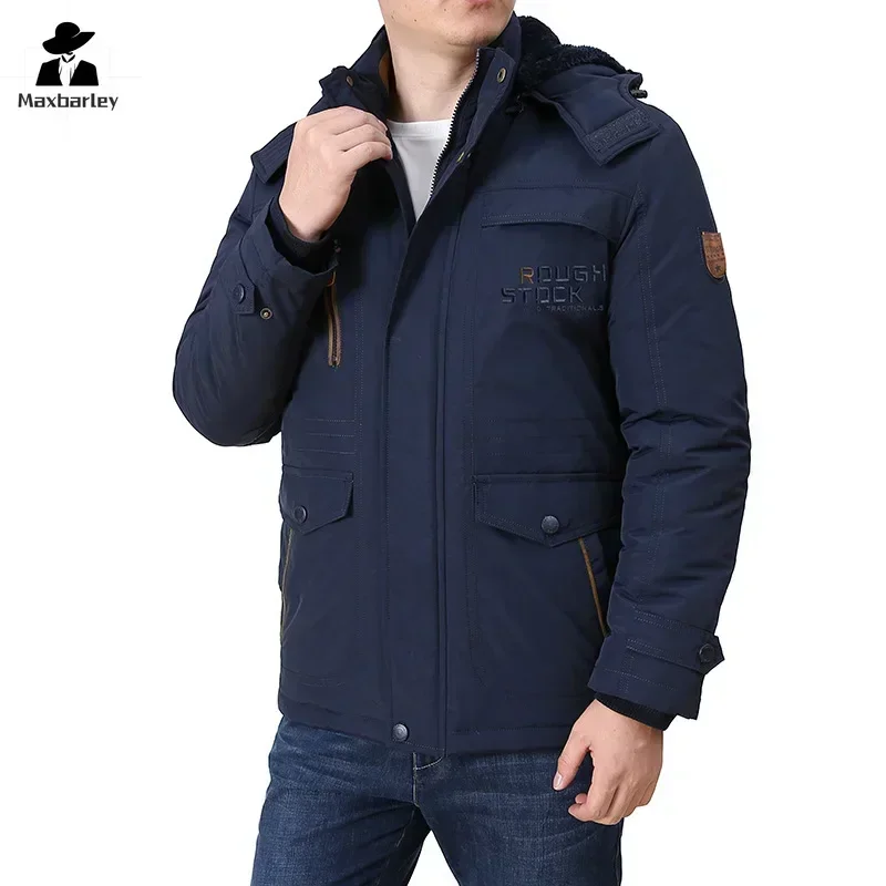 Parka épaisse à capuche pour hommes, manteau chaud, vestes décontractées, pardessus en fourrure, vêtements d\'extérieur imperméables, hiver