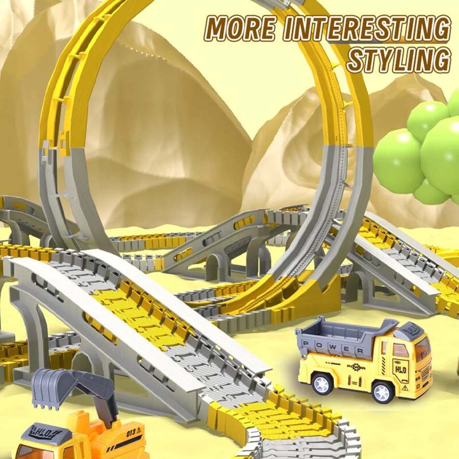 Bambini pista elettrica giocattolo ingegneria Minin Car Set Puzzle Boy Toys Track Car Train Toys For Children compleanno regali di natale