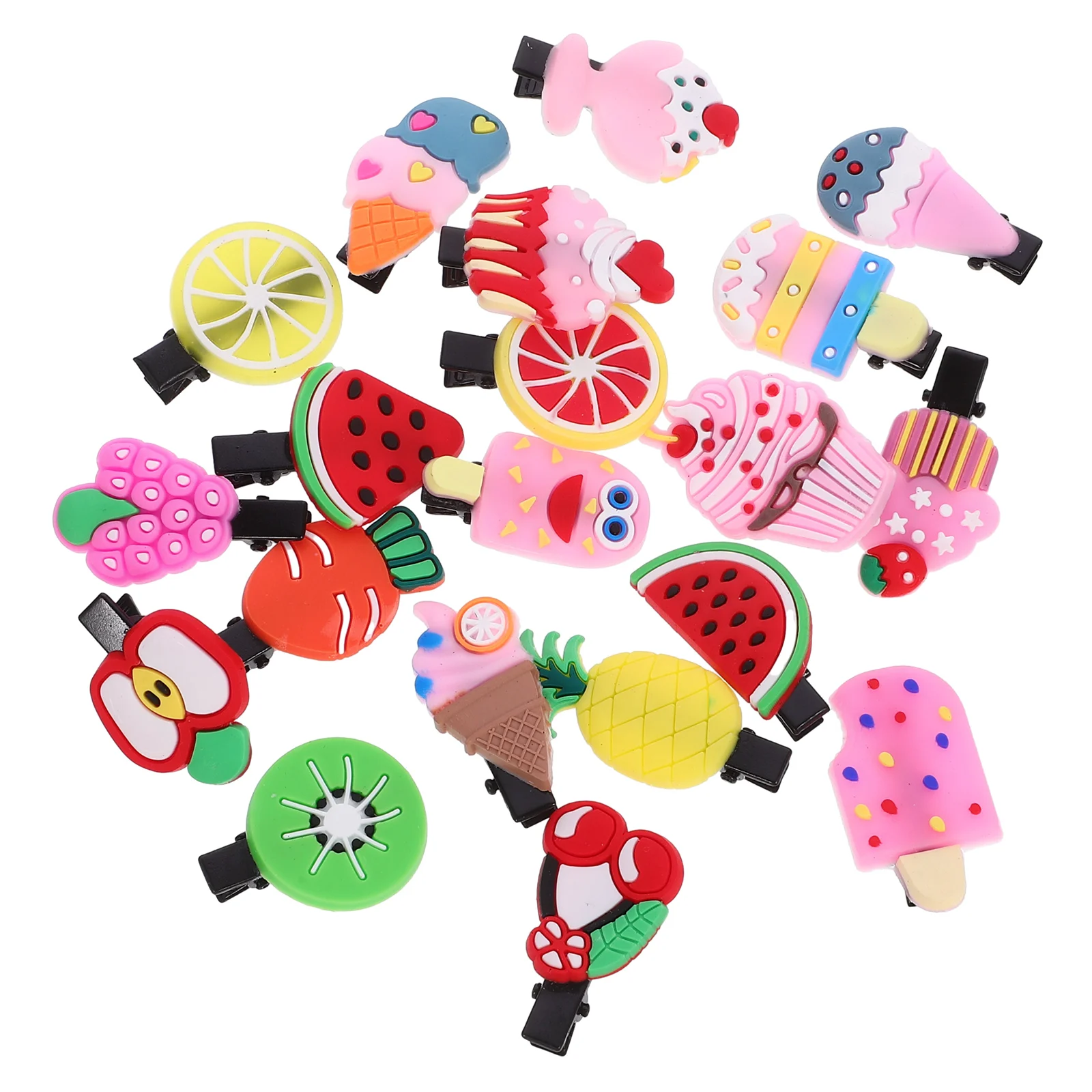 

20pcs Ice Cream Hair Clips Fruit Style Kids Barrettes Small Lightweight Decorative Hair Accessories for Girls Birthday Party