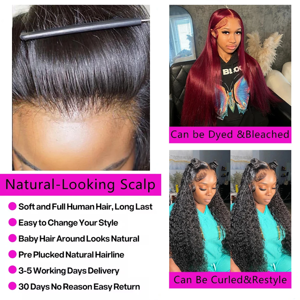 13x6 الدانتيل الجبهة خصلات الشعر المستعار الإنسان 30 بوصة شعر طبيعي مفرود الباروكات شفافة البرازيلي الباروكات شعر الإنسان للنساء قبل قطعها #6