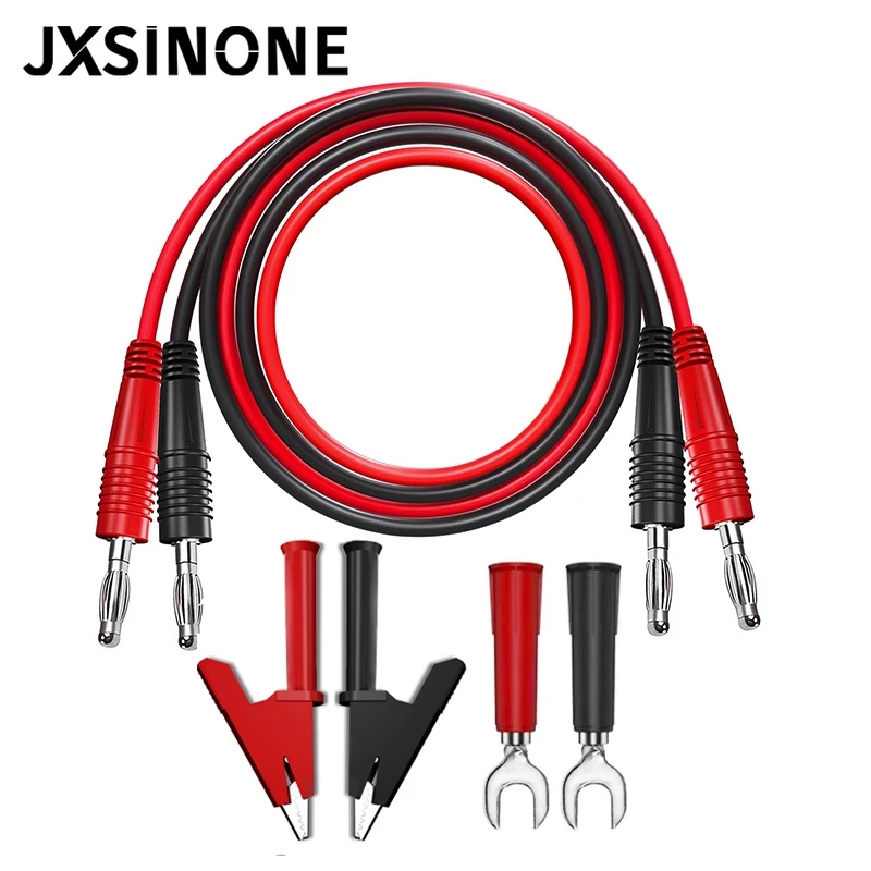 JXSINONE P1041B 1M 4mm Banana to Banana Plug Test Lead Kits Alligator Clip Clamps To 6mm U-type Plug Regulated Power Supply