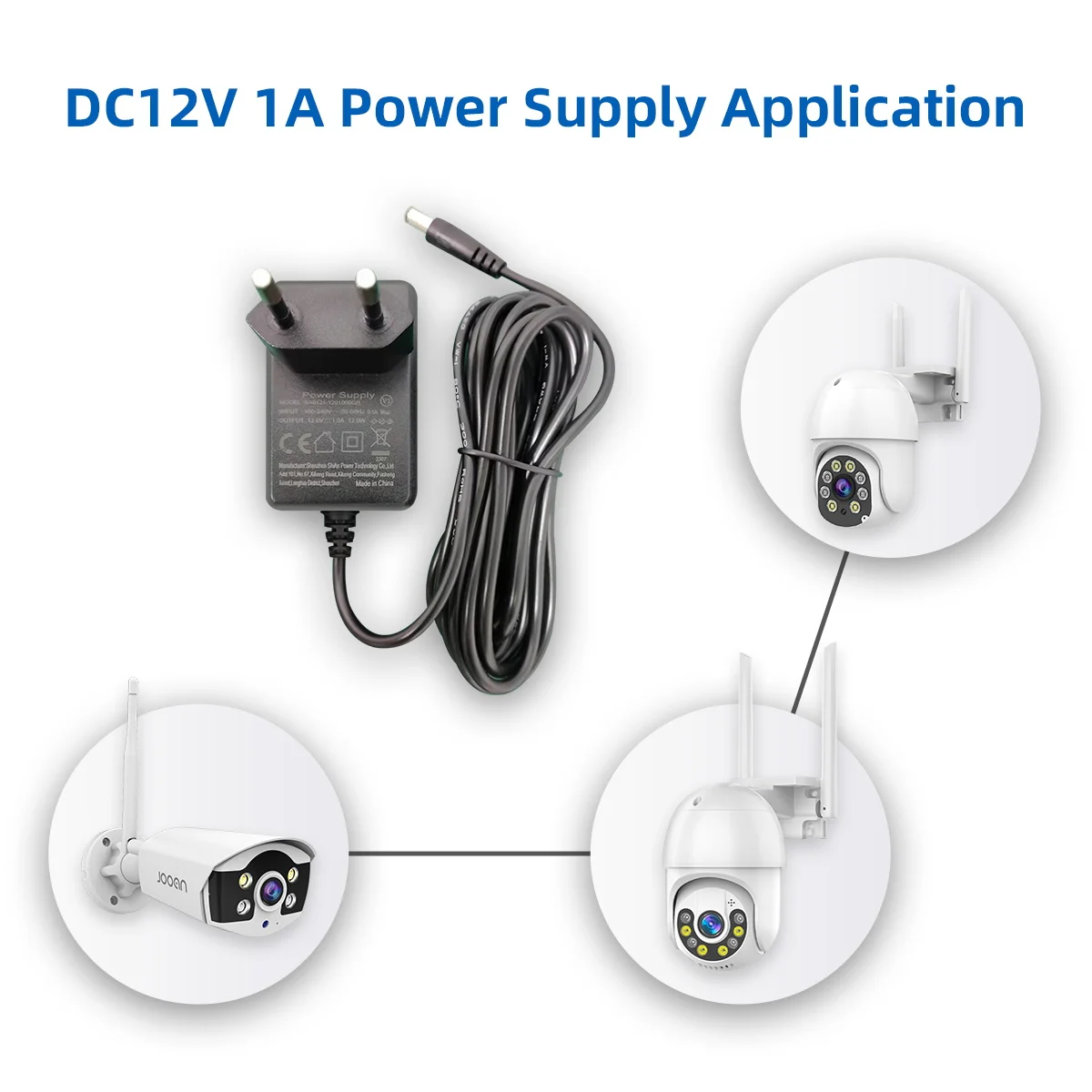 JOOAN-adaptador de corriente de 12V 1a CA a CC, fuente de alimentación, cargador, enchufe europeo y estadounidense