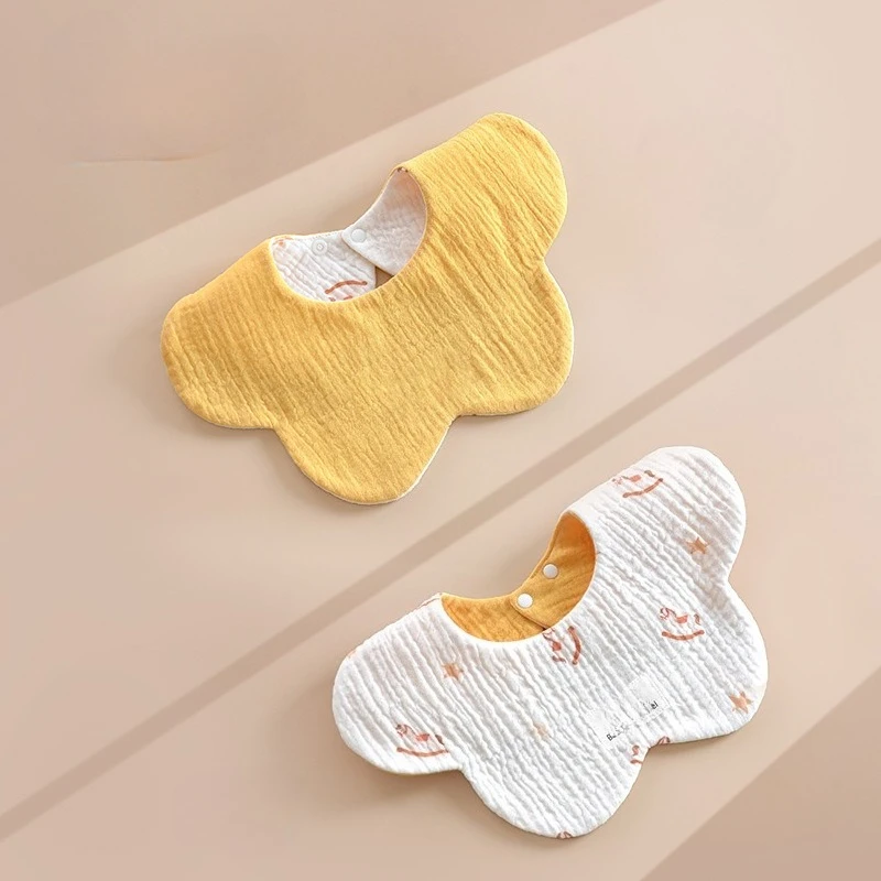 

Шестислойный хлопковый муслиновый слюнявчик-нагрудник для новорожденных, двусторонний, с узором в виде лепестков, весна-осень