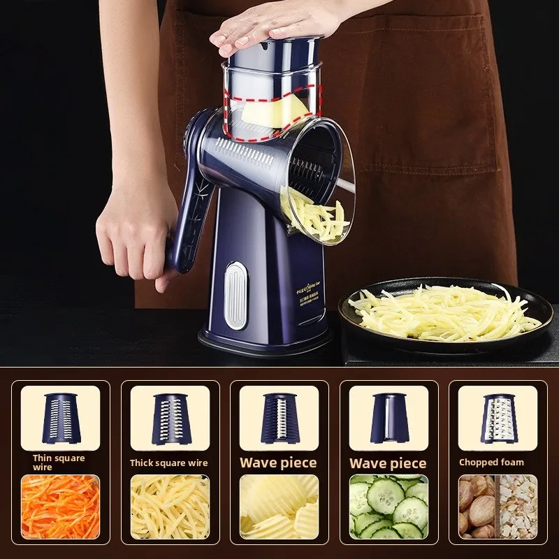 

Ручная роторная овощерезка, многофункциональная ручная рукоятка, слайсер для измельчения терки, нарезки картофеля, моркови, кухонный гаджет