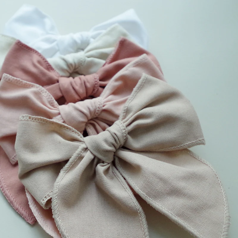 Beautiful Girl Hair Clips Big Linen Hair Bows 5.2 In Handmade Vintage Kids Solid Hairgrips Children Hair Accessories New