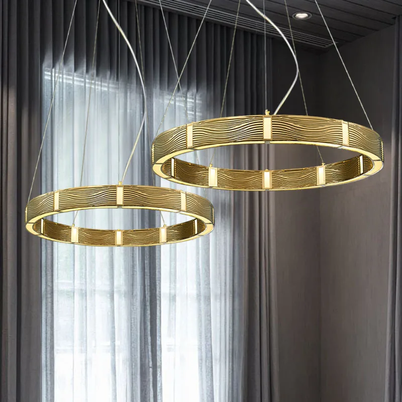 Rings Chandelier Lighting Living Room Home Decoration Bedroom Hanging Lamp Stair Round Dining Table Gold/Chrome Light