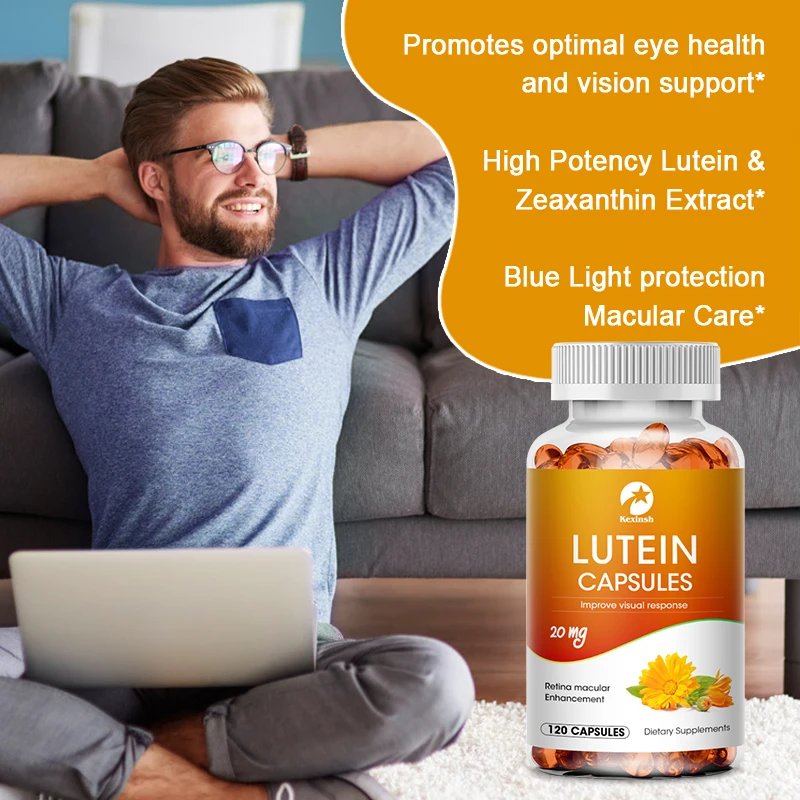 Kexinsh Lutein Capsules Eye Health Supporting 20mg Improve Visual Response Eye Vitamin Lutein Capsules