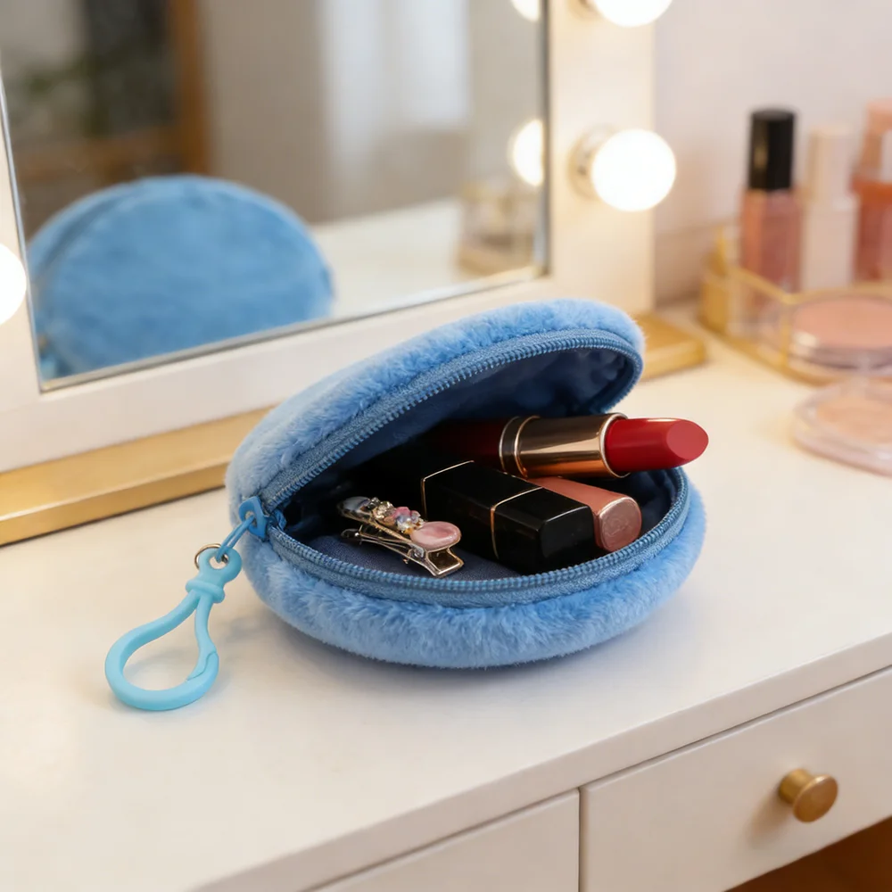 

Однотонный круглый кошелек-монетница для женщин, милый плюшевый чехол для карт и ключей, минималистичный кошелек для мелочи, кавайные кошельки для женщин и девушек