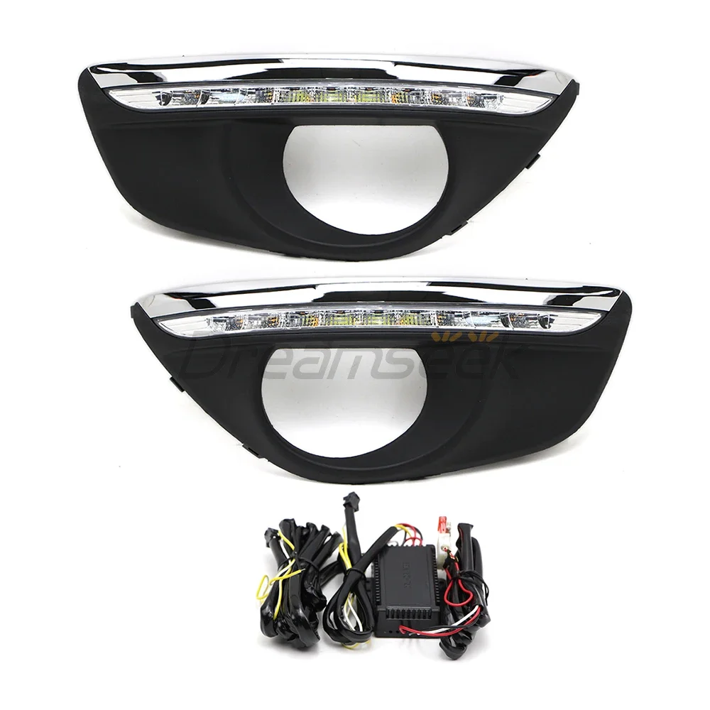 LED DRL Day Light for Hyundai IX45 / Santa Fe 2010 2011 2012 Daytime Running Light Driving Fog Lamp with Turn Signal