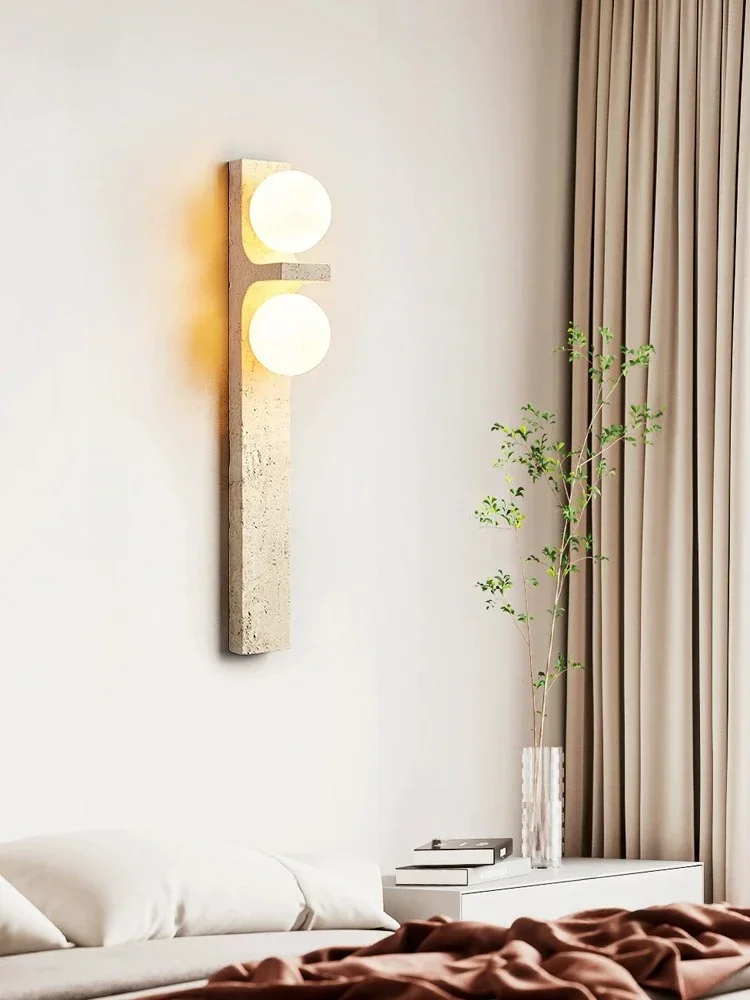 Led Wall Lamp Long Strip Stone Light Living Room TV Background Bedroom Beside Decoration Lighting Nature Replaceable Bulb Cream