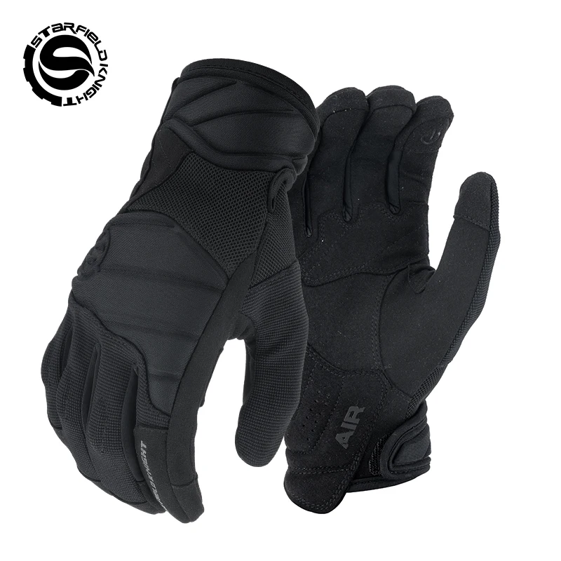 sfk-black-motorcycle-gloves-summer-breathable-non-slip-wear-resistant-cushioning-joint-protection-touch-screen-riding-equipment
