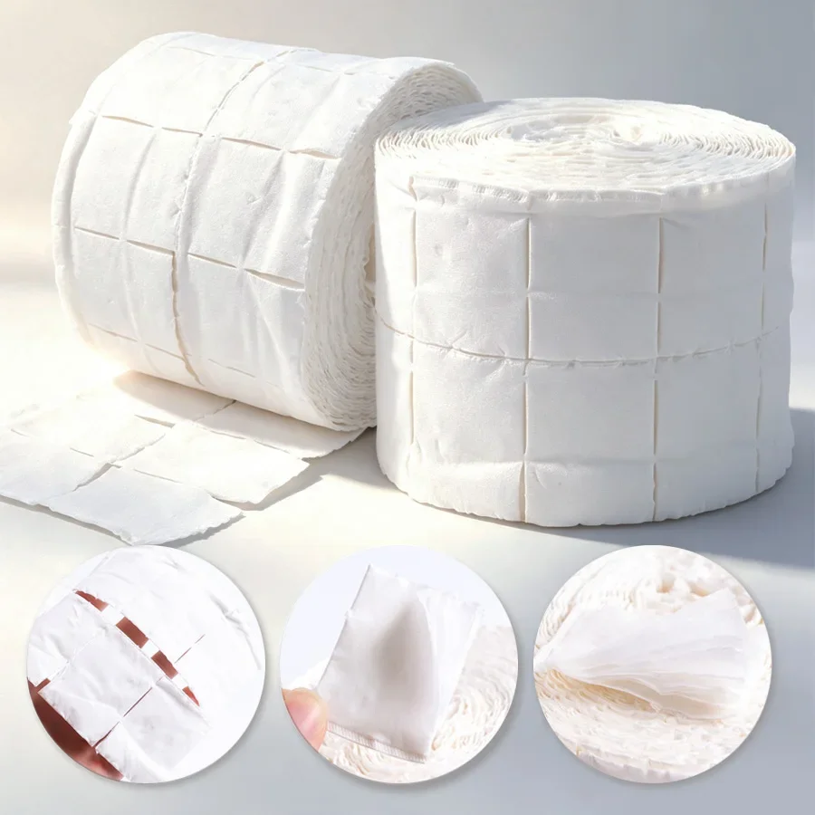 300/500Pcs Roll Lint Free Cotton Nail Wipes, Disposable Gel Polish Makeup Remover Pads, Manicure Salon Cosmetic Clean Paper