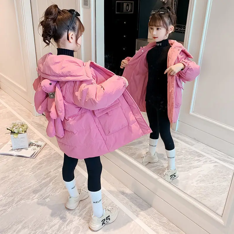 

Girls Kids Down Coat Jacket Overcoat Cotton 2022 Cute Plus Thicken Winter Warm Sports Children's Clothing