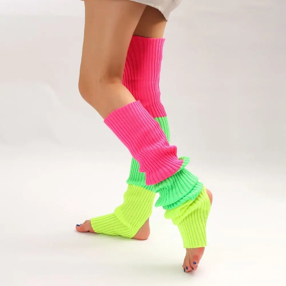 Calcetines de pierna de polaina de punto de lana delicados extendidos 81cm por encima de la rodilla calentadores de piernas elásticos coloridos para invierno
