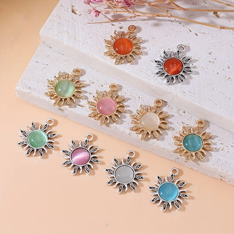 10Pcs Gold Plated Opal Sun Charm Pendant Jewelry Making Bracelet Necklace DIY Earrings Accessories Craft - AliExpress 36