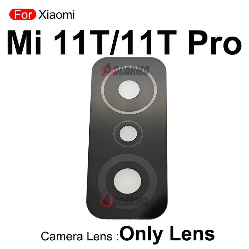 Aocarmo For Xiaomi 11T Mi11T Pro Rear Back Camera Glass Lens With Frame Replacement Repair Parts