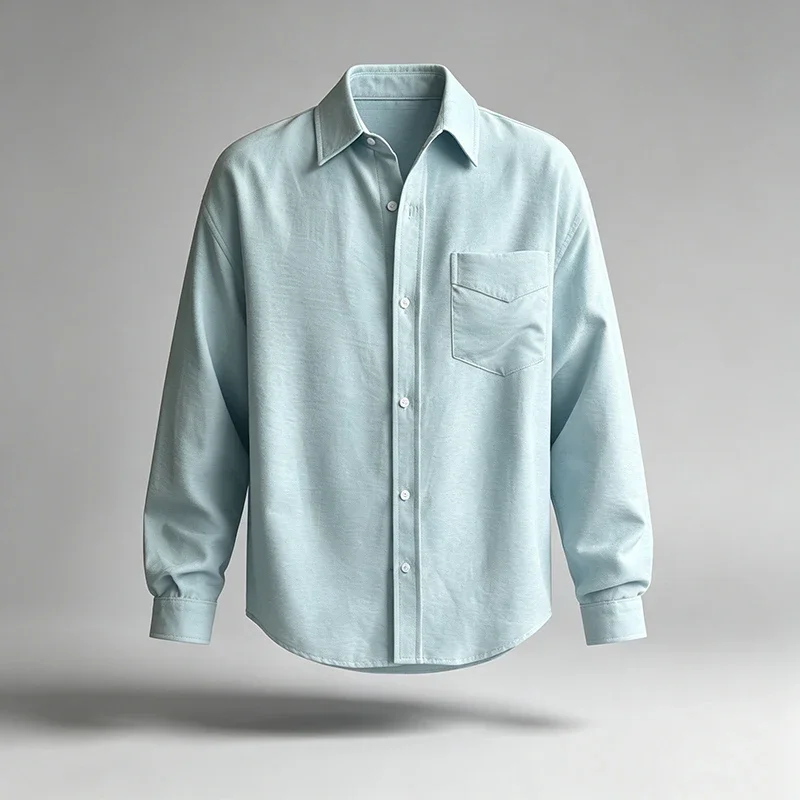 Men Daily Wear Oversized Shirt Lapel Design Long Sleeve Button Front Chest Pocket Soft Fabric Casual Outer Top