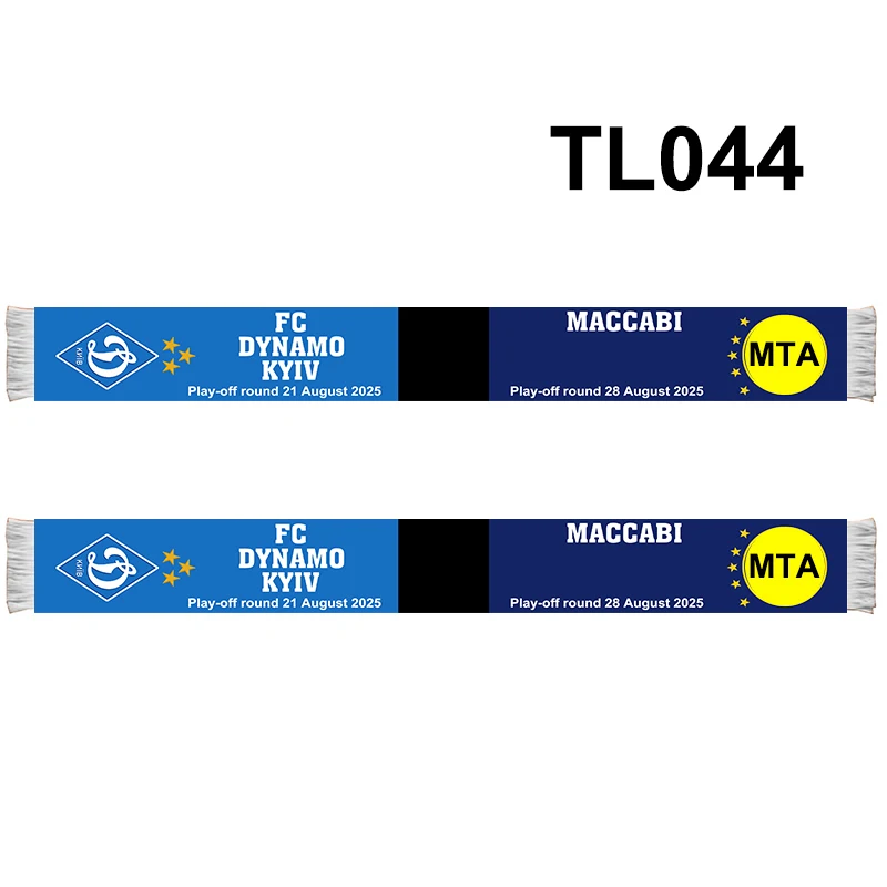 145*18 cm Size Play-off round FC Dynamo Kyiv VS MTAFC Scarf for Fans Double-faced Knitted TL044