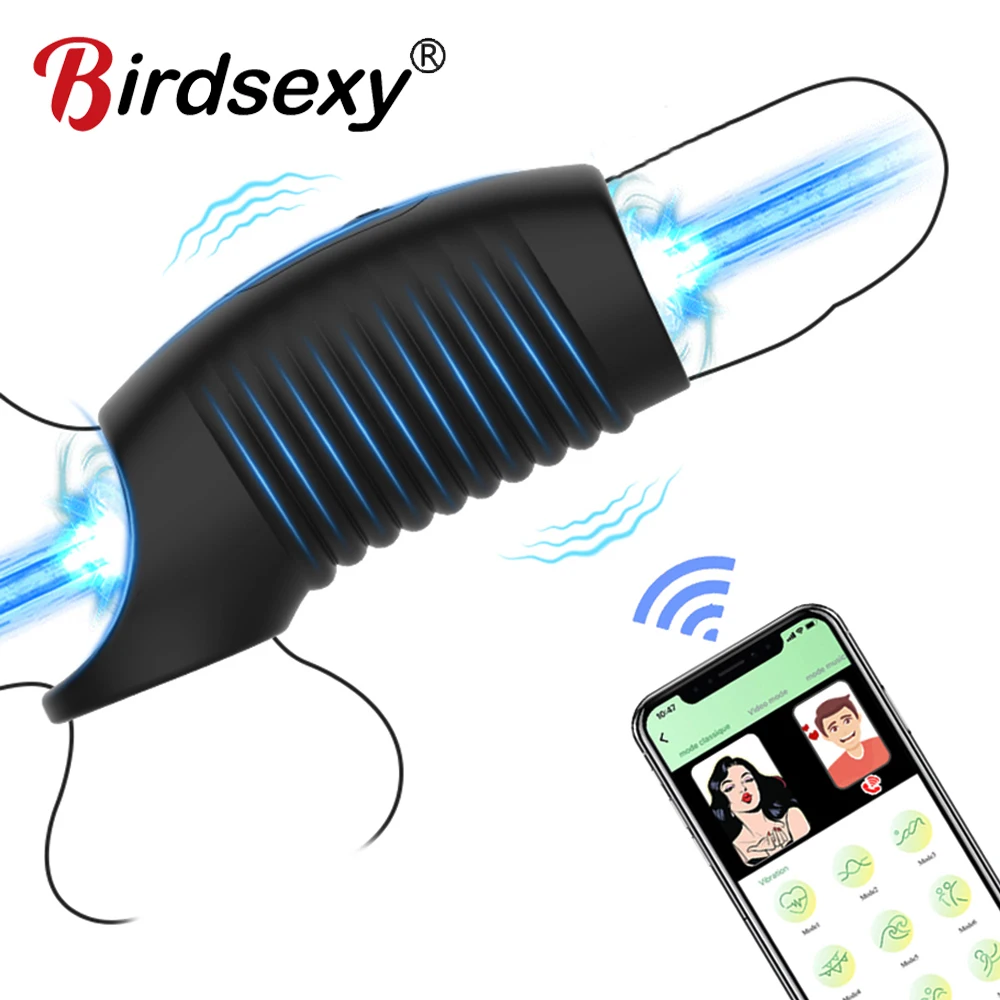 APP Remote Penis Sleeve Vibrator Penis Enlargement G Spot Vibrating Stimulator Men Opóźnienie wytrysku Penis Ring Zabawka erotyczna dla dorosłych