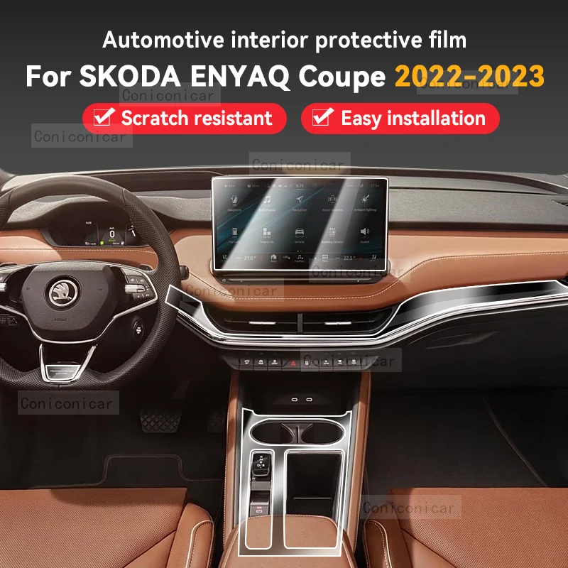 

For SKODA ENYAQ Coupe 2022 2023 Car Gearbox Panel Film Dashboard Protective Sticker Interior Anti-Scratch Film Accessories